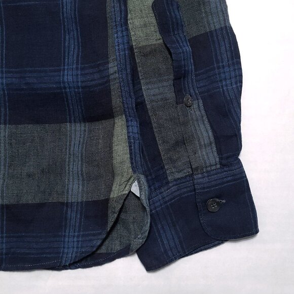 TODD SNYDER Men's Large Made in Portugal 100% Linen Plaid Button Up Shirt - Picture 9 of 11